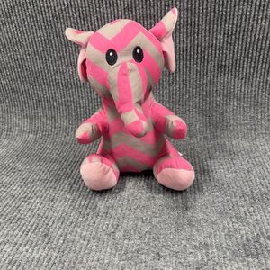 Munelocos Pink Gray Elephant 12” Plush Stuffed‎ Animal Embroidered Eyes Toy